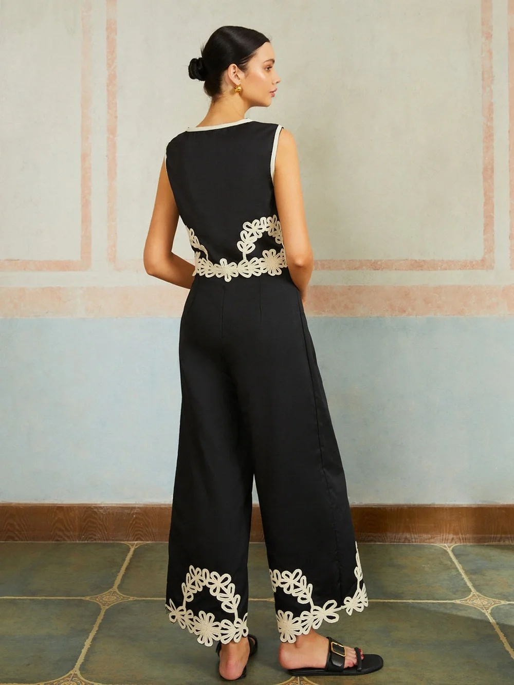 Commense Casual Embroidery Sleeveless Zipper Pants Set size Medium. New with tag - Picture 5 of 5